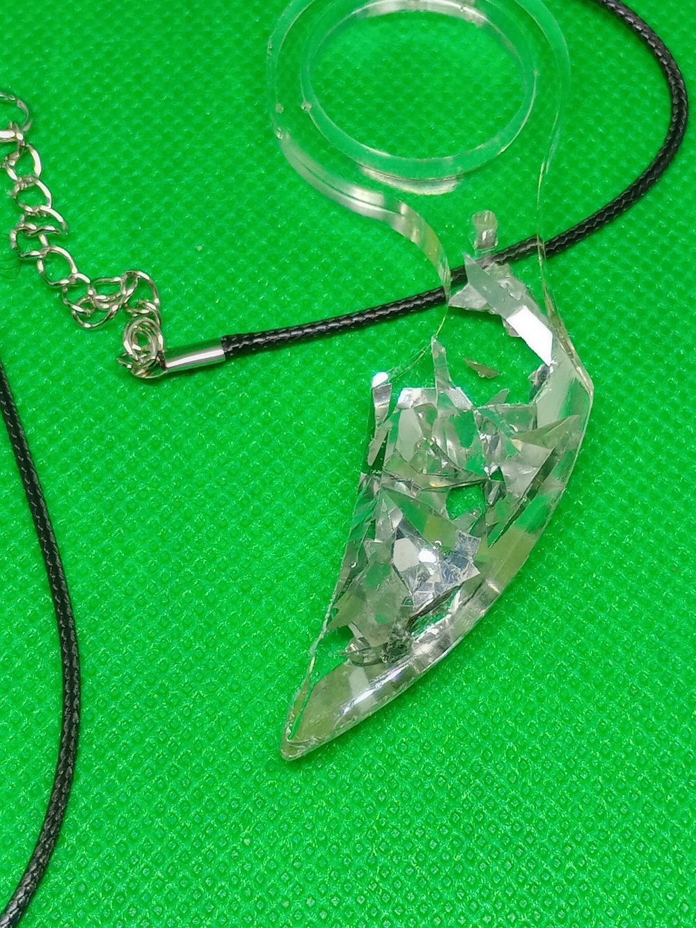 Dagger Teardrop Pendant Necklace - Clear Silver Accent